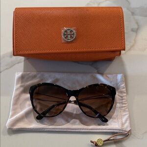 Tory Burch Brown Sunglasses with Orange Case